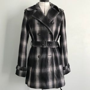 Banana Republic Wool Blend Plaid Peacoat Medium